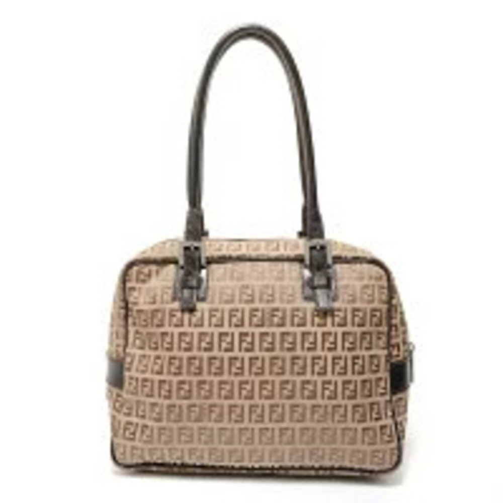 Fendi Zucchino Canvas Shoulder Bag Brown